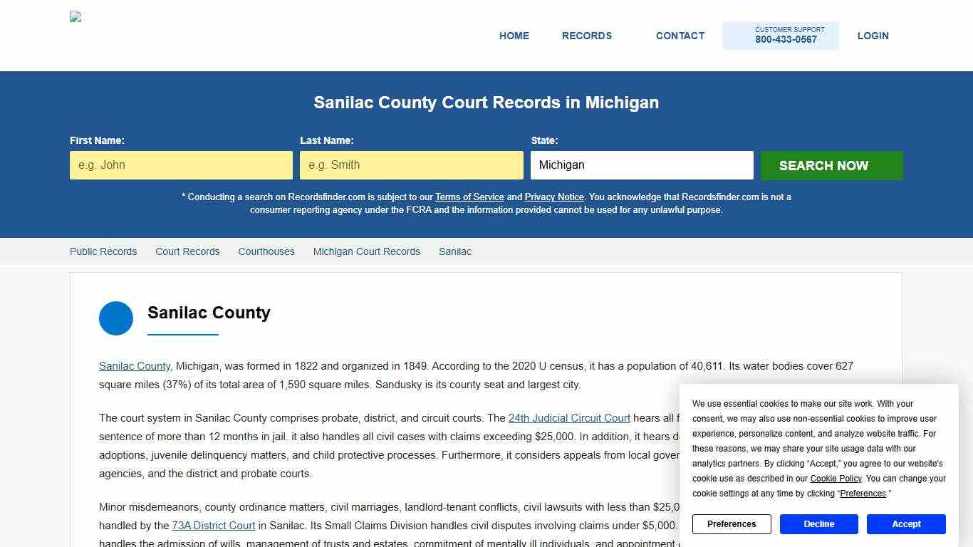 Search Sanilac Court Records & Courthouses, Michigan MI