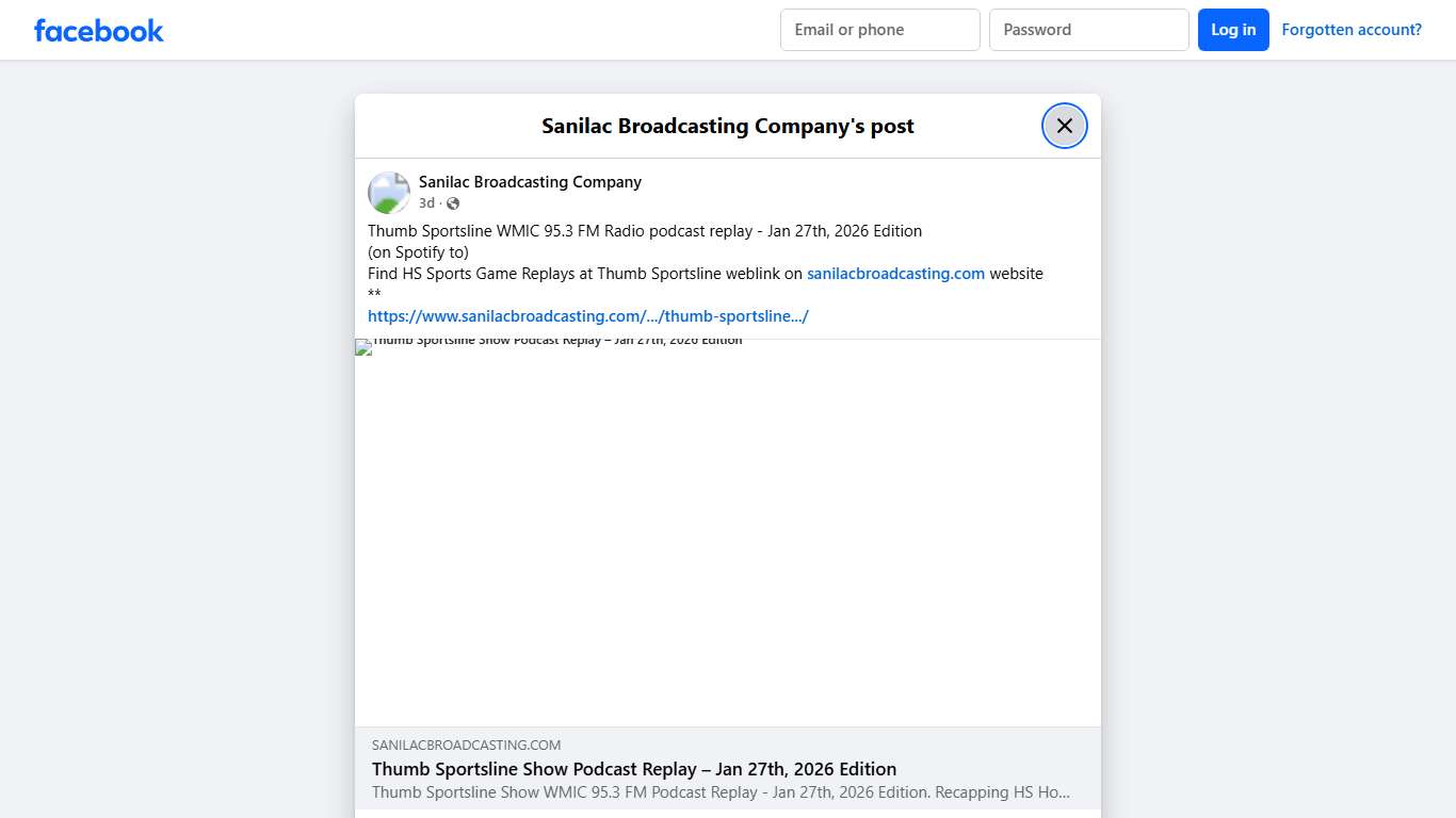 Thumb Sportsline WMIC 95.3... - Sanilac Broadcasting Company Facebook